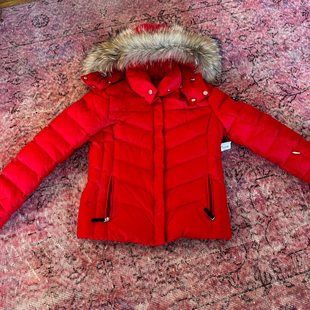 ❤️BOGNER❤️ Down & feather SKI JACKET with real fur hood. SIZE 8
